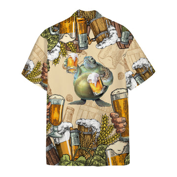 Gearhumans 3D Turtle and Beer Custom Hawaii Shirt