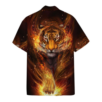 Gearhumans 3D Fire Tiger Custom Hawaii Shirt