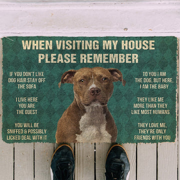 Gearhumans 3D Please Remember American Staffordshire Terrier Dogs House Rules Custom Doormat