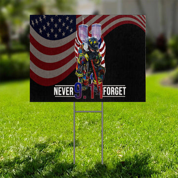 Gearhumans 3D Firefighter Patriot Day Never Forget Custom Yard Sign