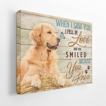 Gearhumans 3D When I Saw You Golden Retriever Custom Canvas