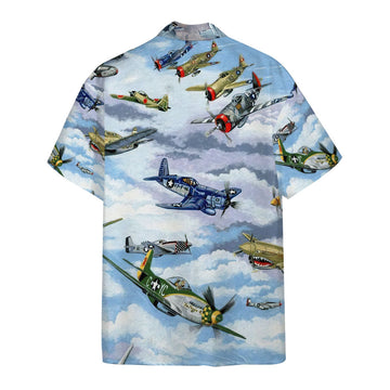 Gearhumans 3D Planes Warbirds WW2 Fighters Planes Custom Hawaii Shirt
