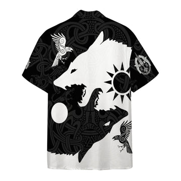 Gearhumans 3D Yin Yang Wolf And Raven Custom Hawaii Shirt