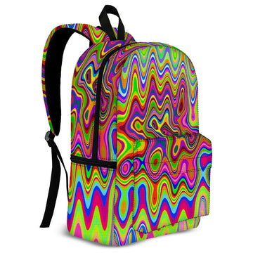 Gearhumans 3D Psychedelic Glowing Colors Hippie Style Custom Backpack