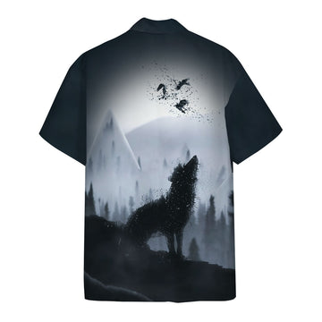 Gearhumans 3D The Lone Wolf And The Moon Custom Hawaii Shirt