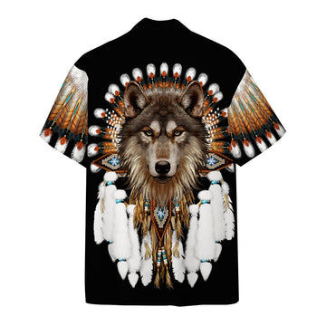 Gearhumans 3D Native Wolf Custom Hawaii Shirt