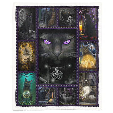 Gearhumans 3D Black Cat Wicca Custom Blanket