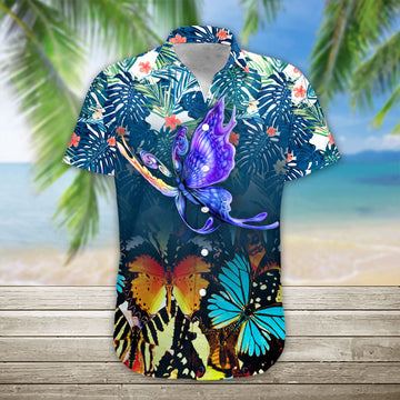 Gearhumans 3D Butterfly Hawaii Shirt