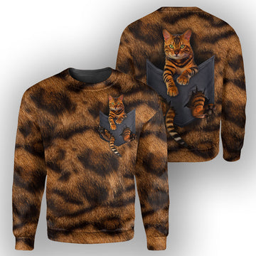 Gearhumans Bengal Cat Pocket - 3D All Over Printed Shirt