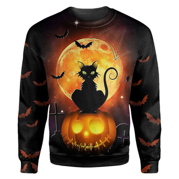 Gearhumans Black Cat Halloween - 3D All Over Printed Shirt