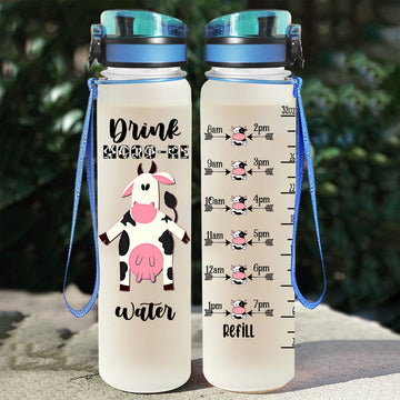 Gearhumans Drink Mooo-re Water - Dairy Cow Water Tracker Bottle