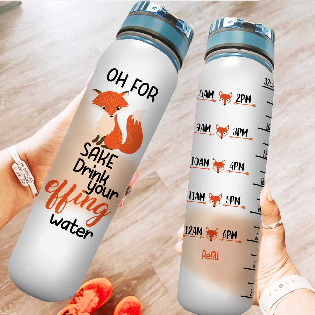 Gearhumans Drink Your Effing Water - Fox Water Tracker Bottle