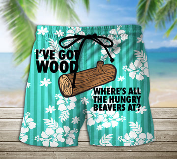 Gearhumans 3D Funny Wood Beach Shorts