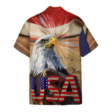 Gearhumans 3D Eagle Independence 4th Of July Custom Hawaiian Shirt