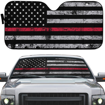 Gearhumans 3D Red Thin Line Auto Sunshade