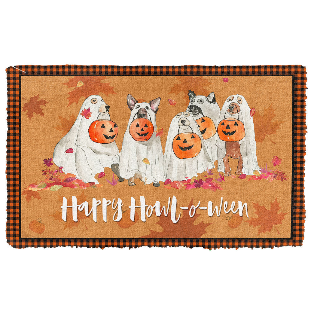 Gearhumans 3D Happy Howloween Spooky Dog Custom Doormat