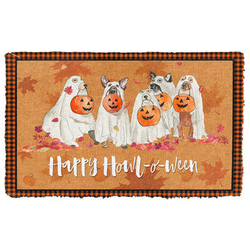 Gearhumans 3D Happy Howloween Spooky Dog Custom Doormat
