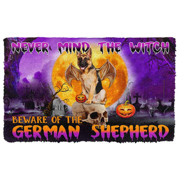 Gearhumans 3D Beware Of Halloween Vampire German Shepherd Custom Doormat