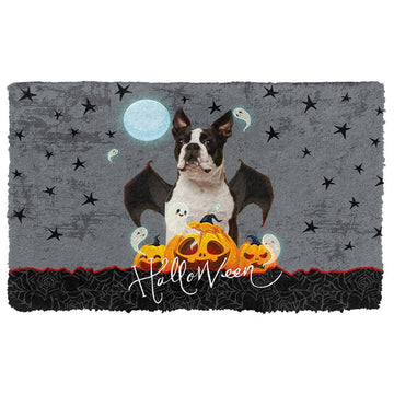 Gearhumans 3D Halloween Vampire Boston Terrier Custom Doormat
