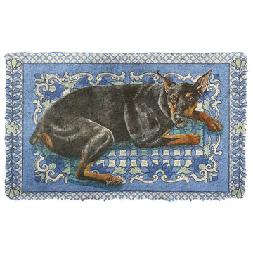 Gearhumans 3D Happy Doberman Custom Doormat