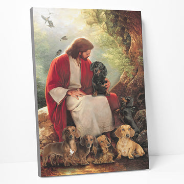 Gearhumans 3D God Surrounded By Dachshund Custom Canvas