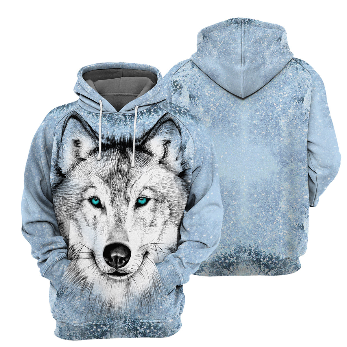 Gearhumans White Blue Wolf - 3D All Over Printed Shirt