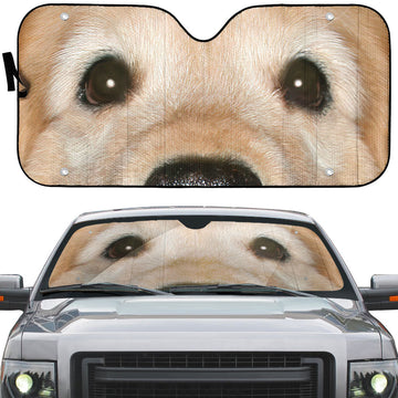 Gearhumans 3D Golden Retriever Dog Eyes Custom Car Auto Sunshade
