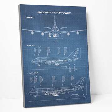 Gearhumans 3D Boeing 747SP & 747100 Concept Drawing Custom Canvas