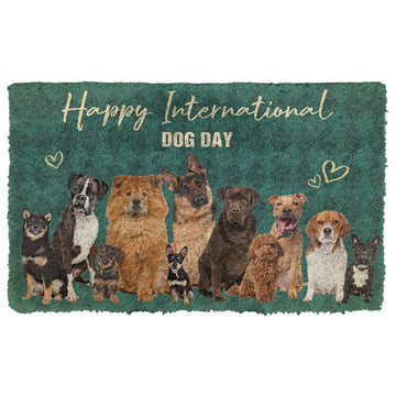 Gearhumans 3D Happy International Dogs Day Custom Doormat