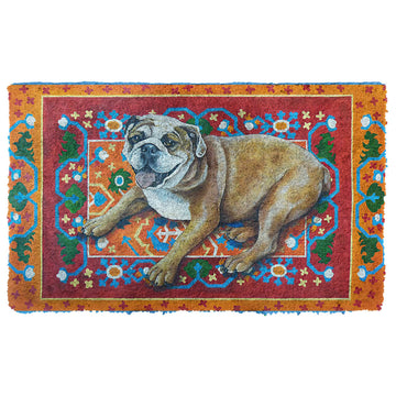 Gearhumans 3D Happy Bulldog Custom Doormat