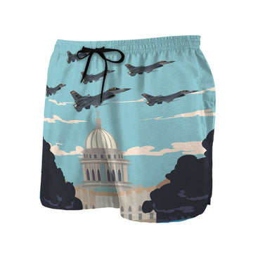 Gearhumans 3D US Air Force Wisconsin Air National Guard 115th Fighter Wing F16 Fighting Falcon Custom Hawaii Short