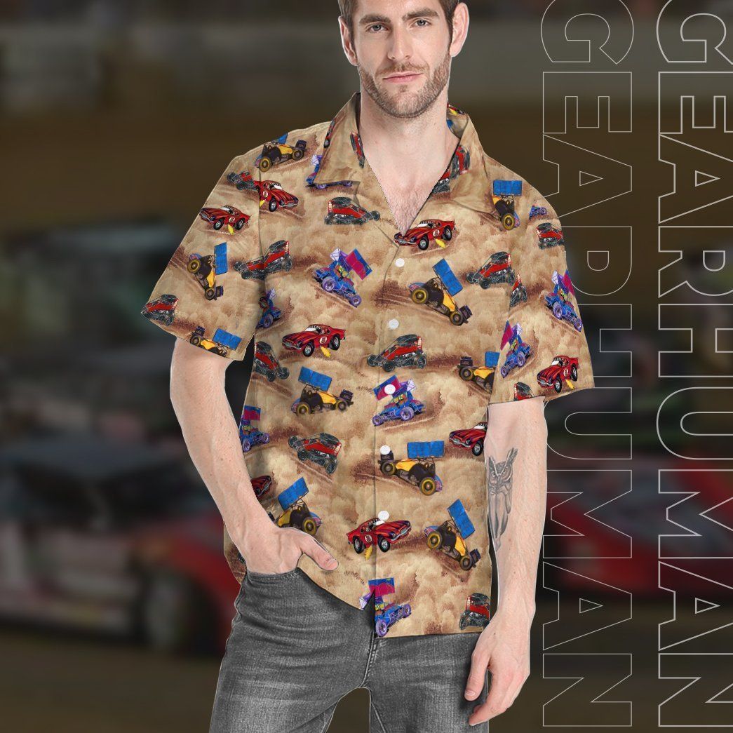 3D Dirt Track Racing Hawaii Shirt Custom Shorts Sleeve Shirt GVC061115 Short Sleeve Shirt 