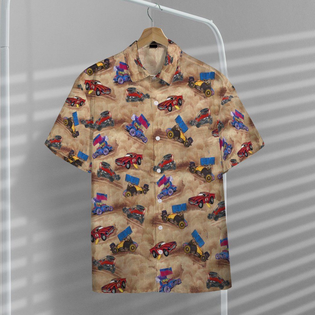 3D Dirt Track Racing Hawaii Shirt Custom Shorts Sleeve Shirt GVC061115 Short Sleeve Shirt 