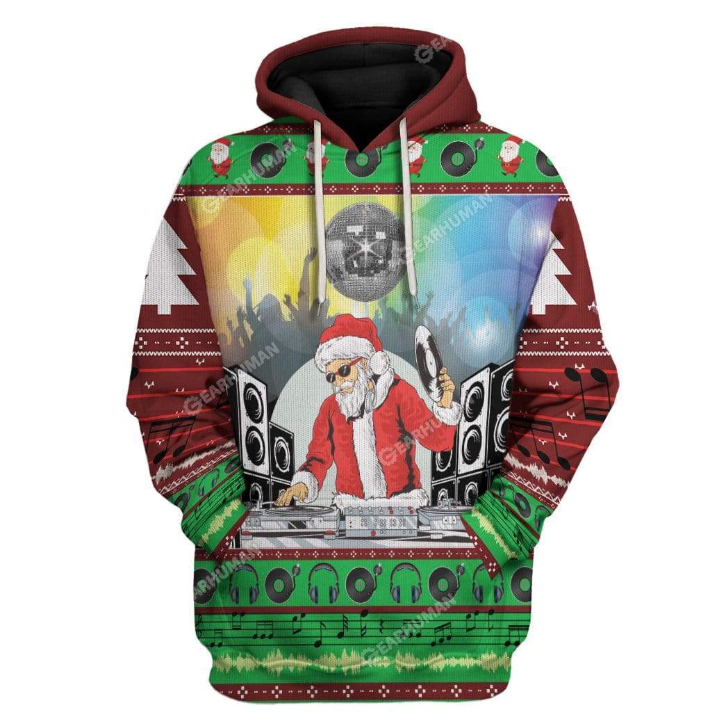 3D Full-Print Ugly DJ Santa Apparel HD-AT04111911 3D Custom Fleece Hoodies Hoodie S 