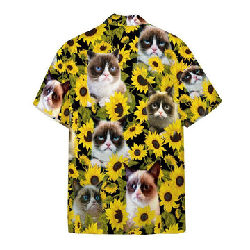 Gearhumans 3D Grumpy Cat Hawaii Shirt Custom Short Sleeve Shirt