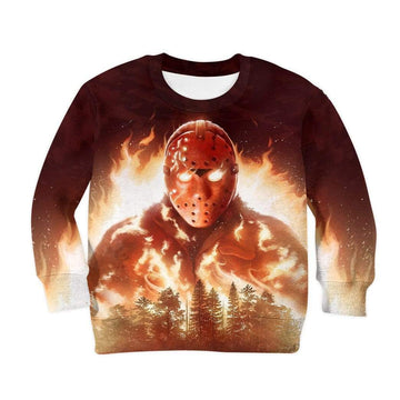 Gearhumans 3D Kid Full-Print Jason In Flames Apparel