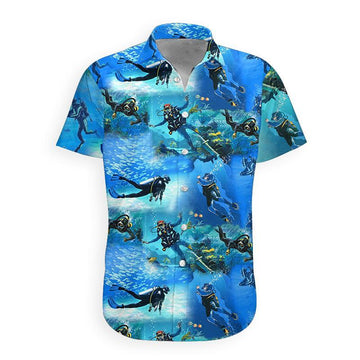 3D Scuba Diving Hawaii Shirt hawaii Short Sleeve Shirt S 