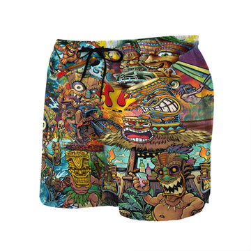 Gearhumans 3D Aloha Spirits With Tiki Custom Beach Shorts