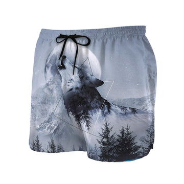 Gearhumans 3D Howl With The Wolf Custom Men Shorts