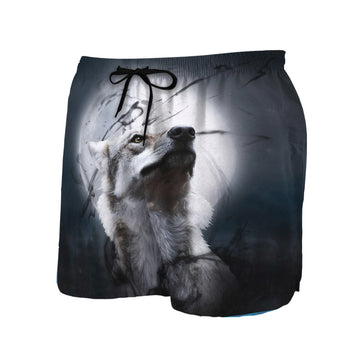 Gearhumans 3D The Lone Wolf And The Moon Custom Men Shorts