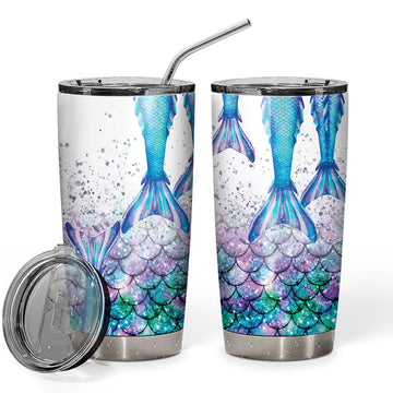 Gearhumans 3D Sparkling Mermaid Tail Custom Design Vacuum Insulated Tumbler