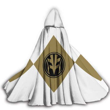 Gearhumans 3D White Ranger Custom Hooded Cloak