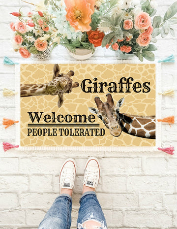 Gearhumans Welcome Tolerated People - Giraffes Doormat