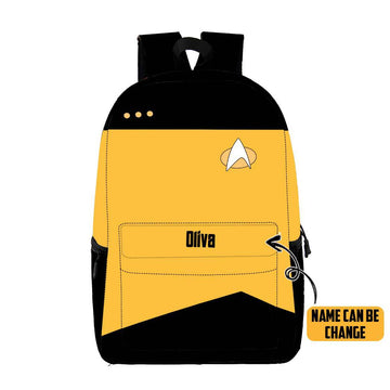 Gearhumans 3D Star Trek The Next Generation 1987 1994 Yellow Custom Name Backpack