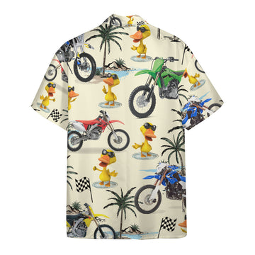 Gearhumans 3D Duck Motor Racing Custom Hawaii Shirt