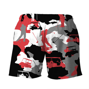 Gearhumans 3D Red And White Camouflage Golf Custom Men Shorts