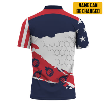 Gearhumans 3D Golfaholic American Flag Custom Polo Shirt