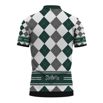 Gearhumans 3D HP Slytherin Custom Name Polo Shirt