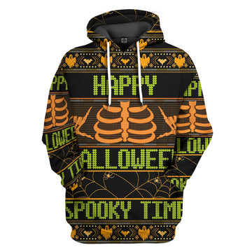 Gearhumans 3D Ugly Halloween Spooky Time Custom Hoodie Tshirt Apparel