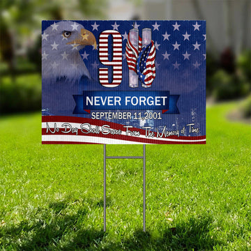 Gearhumans 3D Patriot Day Eagle Never Forget Custom Yard Sign